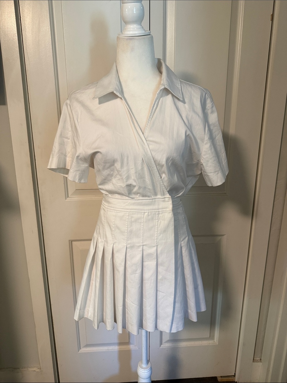 Zara White Short-Sleeve Wrap Tunic
